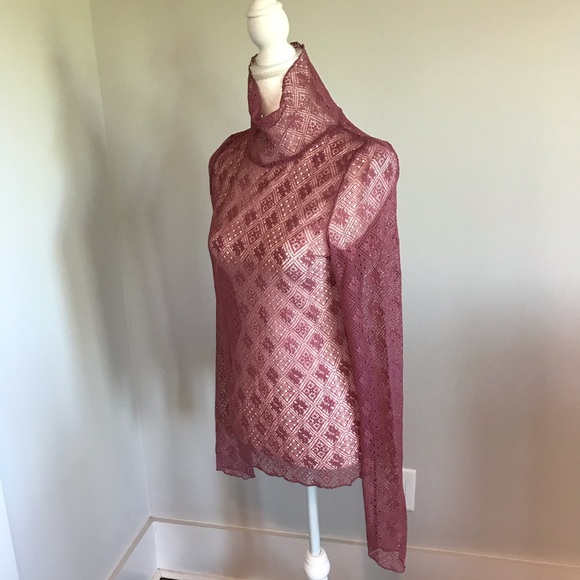 1 Left!! Free People Sheer Lace Turtleneck Top - Picture 7 of 8